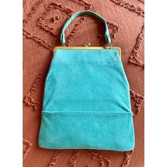Vintage 1950’s 1960’s Stylecraft Miami Teal Gold Hardware Purse - Picture 1 of 7